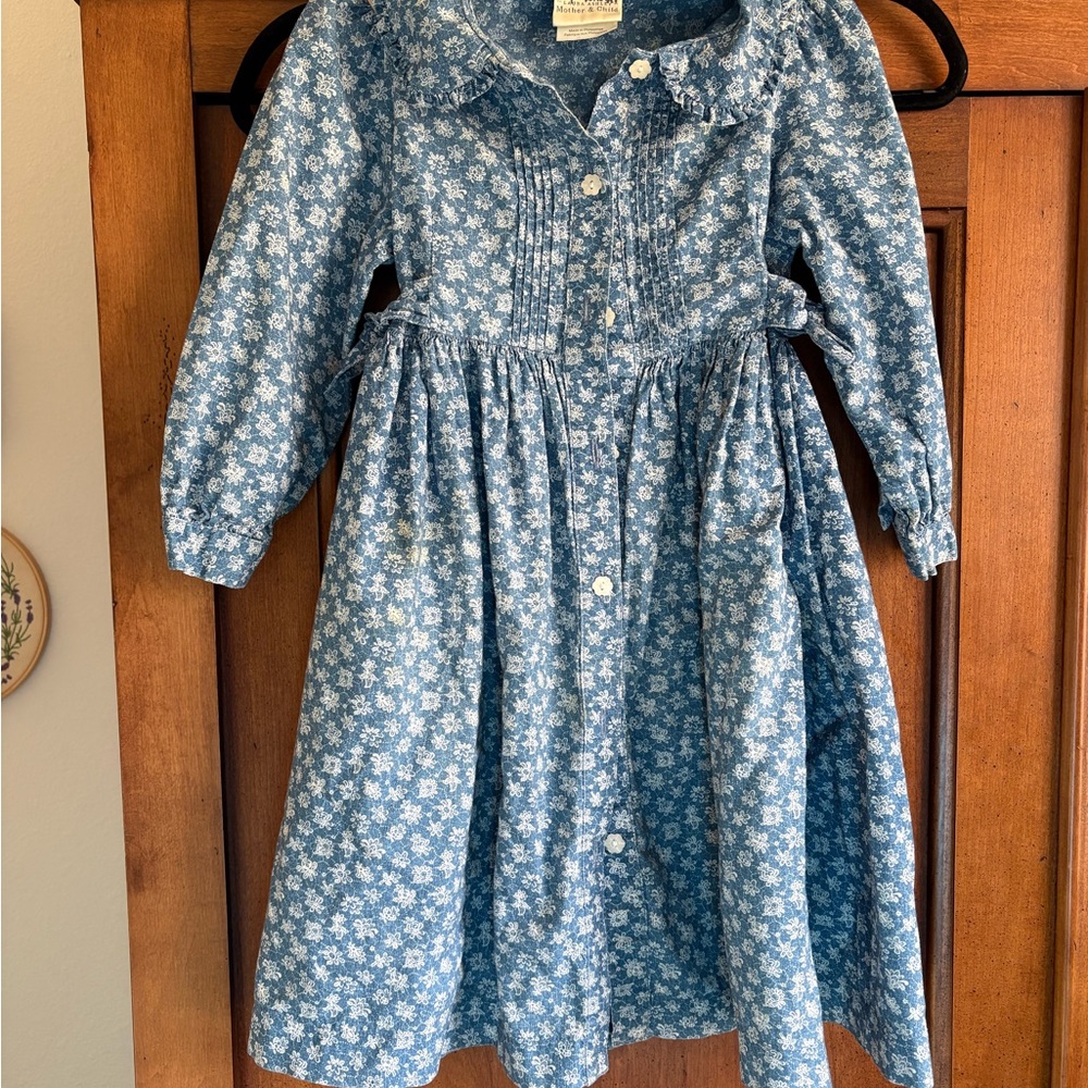 Laura Ashley Blue Floral Button-Front Girls' Dress